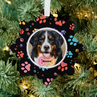Paw Drukt Aangepaste Pet Foto en Naam Ornament Kaart