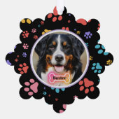 Paw Drukt Aangepaste Pet Foto en Naam Ornament Kaart (Achterkant)