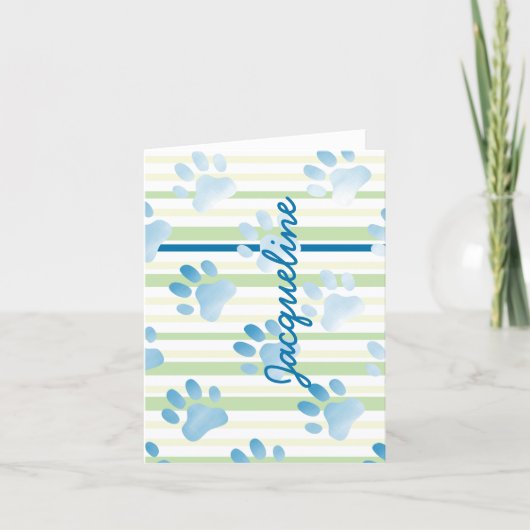Paw drukt blanco binnen gepersonaliseerde notitie  notitiekaartje (Voorkant)