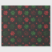 Paw drukt kerstontwerp af cadeaupapier (Vlak)