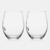 Paw drukt kruising met persoonlijke tekst af wijnglas zonder voet (Links)