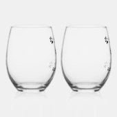 Paw drukt kruising met persoonlijke tekst af wijnglas zonder voet (Rechts)