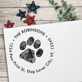 Paw Drukt Nieuw Adres Bewegend Ronde van het Adres Zelfinktende Stempel