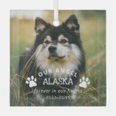 Paw Drukt ons engel-fotopapier af Glas Ornament (Voorkant)