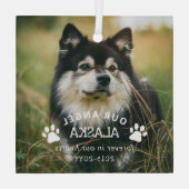 Paw Drukt ons engel-fotopapier af Glas Ornament (Achterkant)