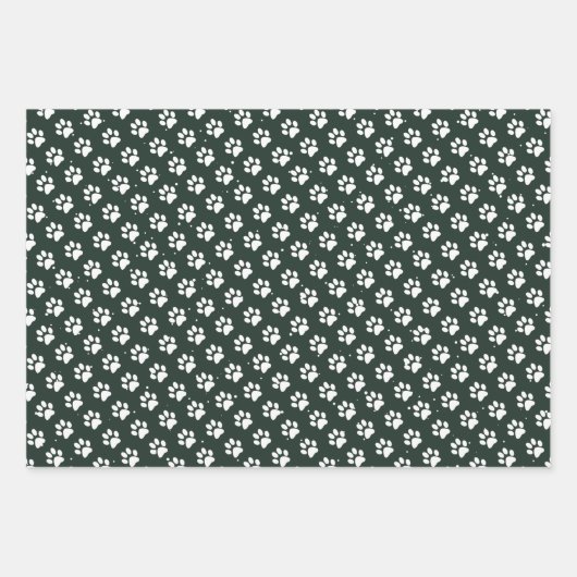 Paw Drukt sneeuwblauw met groene kerst Inpakpapier Vel (Voorkant)