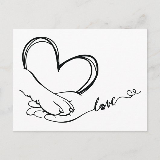 Paw en hand liefde briefkaart (Voorkant)