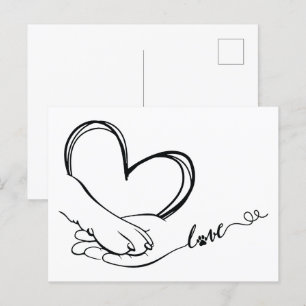 Paw en hand liefde uitnodiging briefkaart
