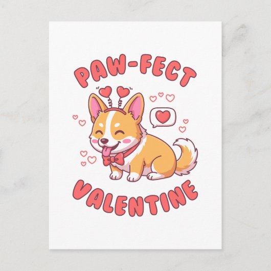 Paw-Fect Valentine - Corgi Dog Valentine Gift Briefkaart (Voorkant)