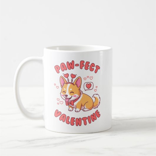 Paw-Fect Valentine - Corgi Dog Valentine Gift Koffiemok (Links)
