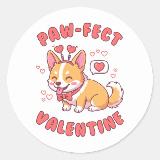 Paw-Fect Valentine - Corgi Dog Valentine Gift Ronde Sticker
