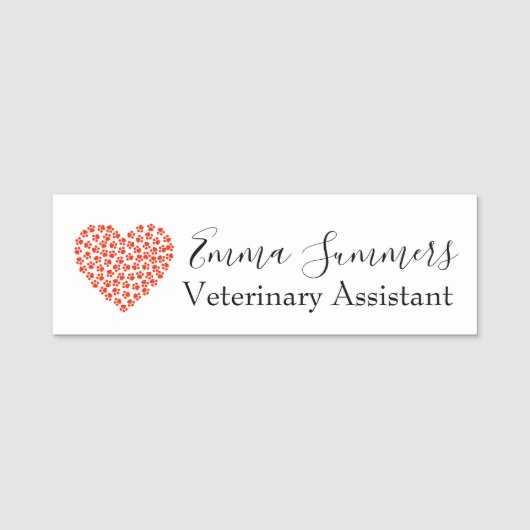 Paw Hart Veterinaire Business Vet Assistentie Naamplaatje (Voorkant)