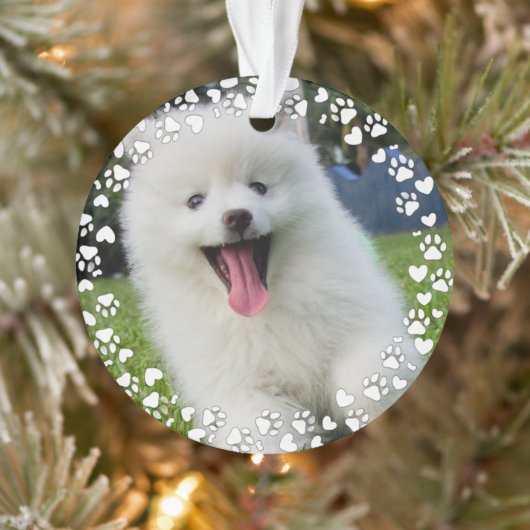 Paw Harten en Prints Frame Aangepaste Foto van Hui Ornament (Boom)