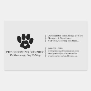 Paw Heart Pet Dog Cat Business Rechthoekige Sticker
