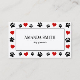 Paw & Heart Prints Dog Groomer Business Card Visitekaartje