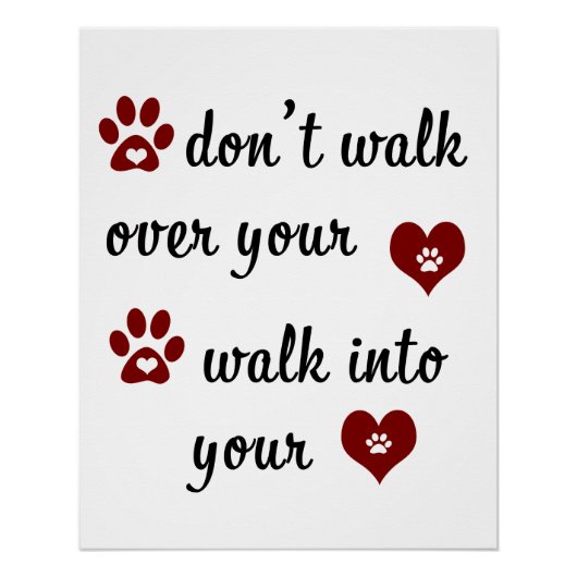 Paw Heart Quote Glanzend Poster (Voorkant)