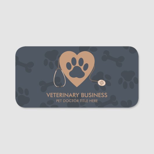 Paw Heart Stethescope Pet Doctor Veterinair Naamplaatje (Voorkant)