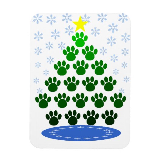 Paw Here Premium magneet "Paw Prints Kerstboom (Verticaal)