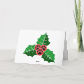 Paw Holly Leaves Christmas Blank Add Text Bedankkaart (Achterkant)