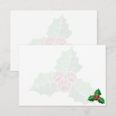 Paw Holly Leaves Christmas Blank Notitiekaartje (Voorkant / Achterkant)