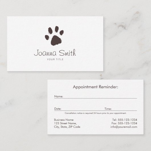 Paw Hond Wandelen Huisdier Zitten Dierenarts Afspr Afsprakenkaartje (Voorkant / Achterkant)