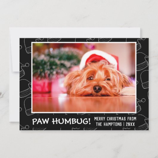Paw Humbug Pet Black Foto Feestdagenkaart (Voorkant)