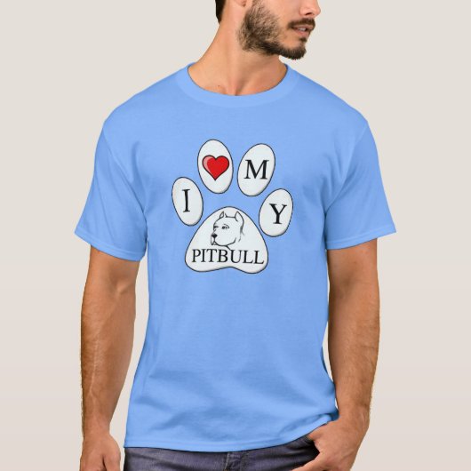 PAW - Ik hart mijn Pit Bull - Liefde honden T-shirt (Voorkant)