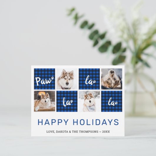 Paw La La La La Blue Buffalo Pset Photo Collage Feestdagenkaart (Staand voorkant)