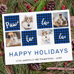 Paw La La La La Blue Buffalo Pset Photo Collage Feestdagenkaart<br><div class="desc">Paw La La La La La! Verstuur leuke feestvreugde met deze superschattige persoonlijke, persoonlijke, persoonlijke feestelijke fotokaart. Vrolijk kerstwensen van de hond met schattige pootafdrukken in een leuk modern fotoontwerp. Voeg uw foto's of familiefoto's met de hond toe, en personaliseer met familienaam, bericht en jaar. Deze huisdierfeestkaart is perfect voor...</div>