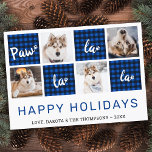 Paw La La La La Blue Buffalo Pset Photo Collage Feestdagenkaart<br><div class="desc">Paw La La La La La! Verstuur leuke feestvreugde met deze superschattige persoonlijke, persoonlijke, persoonlijke feestelijke fotokaart. Vrolijk kerstwensen van de hond met schattige pootafdrukken in een leuk modern fotoontwerp. Voeg uw foto's of familiefoto's met de hond toe, en personaliseer met familienaam, bericht en jaar. Deze huisdierfeestkaart is perfect voor...</div>