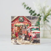 Paw-la-la-la-la, Kerstmis, Aussie Honden, Rode Vra Feestdagenkaart (Staand voorkant)