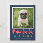 Paw La La Pet Foto Modern Kerstkoraal Feestdagenkaart (Voorkant)