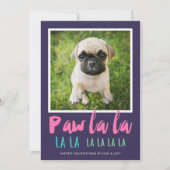 Paw La La Pet Foto Modern Kerstroze Feestdagenkaart (Voorkant)