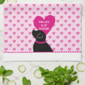 Paw-Lease Be My Valentijn Black Dog Keukenhanddoek (Gevouwen)