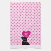 Paw-Lease Be My Valentijn Black Dog Keukenhanddoek (Verticaal)