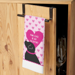 Paw-Lease Be My Valentijn Black Dog Keukenhanddoek
