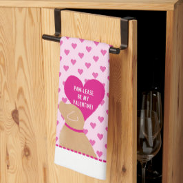 Paw-Lease Be My Valentijn keukenhanddoek