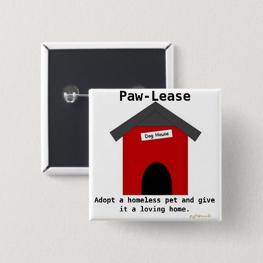 Paw-lease Vierkante Button 5,1 Cm (Voorkant /achterkant)