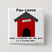 Paw-lease Vierkante Button 5,1 Cm (Voorkant)