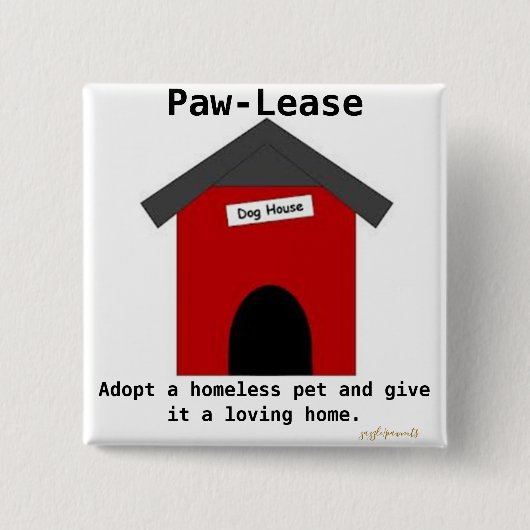 Paw-lease Vierkante Button 5,1 Cm (Voorkant)