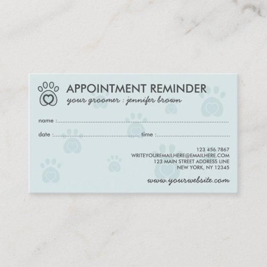 Paw Logo Elegant Pet Appointment Visitekaartje (Voorkant)