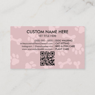 Paw-logo in hart Huisdierverzorger qr-code Visitekaartje