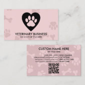 Paw Logo in hart Pet Groomer qr code Visitekaartje (Voorkant / Achterkant)