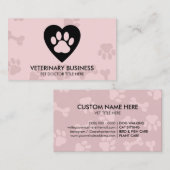 Paw Logo in heart Pet Groomer Sitting Service Visitekaartje (Voorkant / Achterkant)