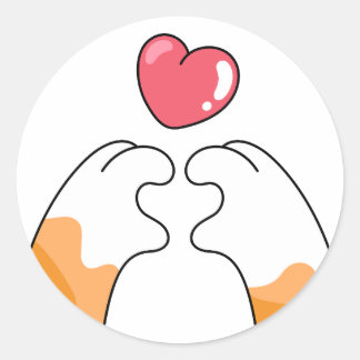 Paw Love: Cute Cat Paws Illustration Ronde Sticker
