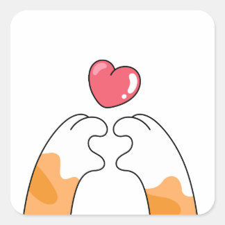 Paw Love: Cute Cat Paws Illustration Vierkante Sticker