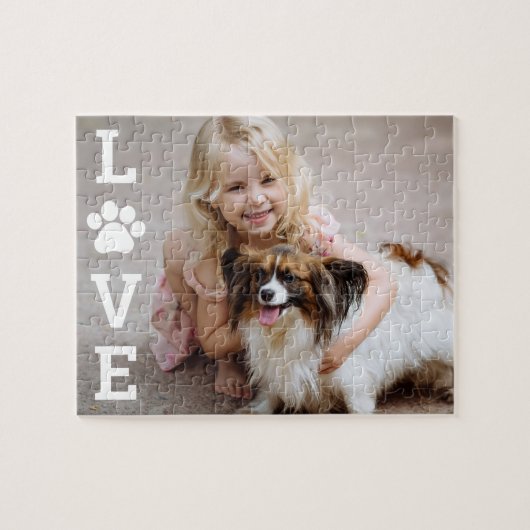 Paw Love Editable Color Pet Custom Photo Puzzle Legpuzzel (Horizontaal)