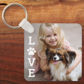 Paw Love Editable Color Pet Lover Photo Sleutelhan Sleutelhanger (Voorkant)