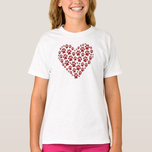 Paw Love Heart Kinderen T-shirt (Voorkant)