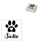 Paw met Heart en Eigen Gezelschapsnaam Sadie Rubberstempel (Gestempeld)